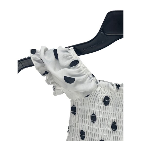 NOVAKids Polka Dot Off-Shoulder Toddler Top Size 2 White Black Smocked Birthday - Picture 7 of 11